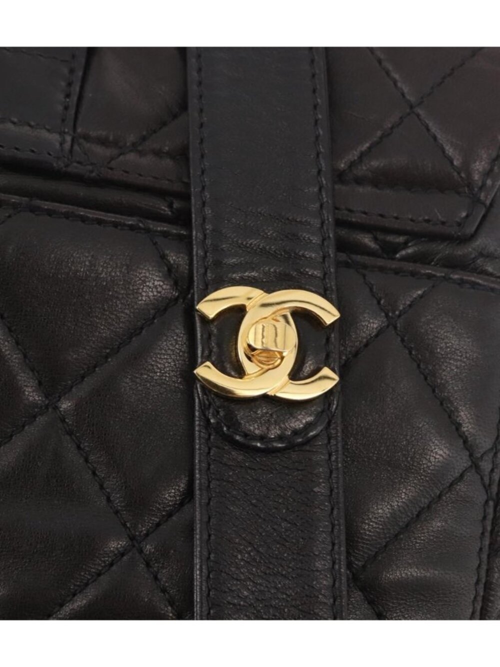 CHANEL Matelasse Backpack Lamb Skin Gold Black CC - Picture 8 of 16